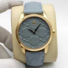 Gucci G-Timeless Stainless Steel Blue GG Dial Quartz Ladies Watch YA1264097
