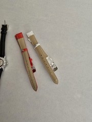 Meigie Watch Gem Encrusted Bezel Black White & Red Interchangeable Bands Working