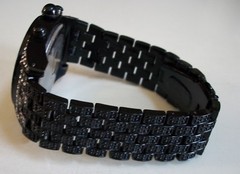 Men’s Blue & Black Stone Dial Black Finish Fashion Dressy Hip Hop Watch