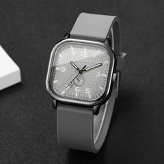 Square Quartz Watch Silicone Strap Casual Sports Men Women