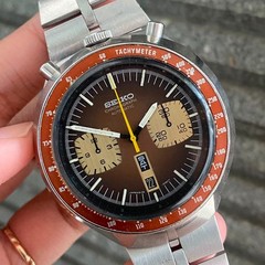 Rare Rare Seiko Bullhead Automatic 6138-0040 Chronograph 1977s Brown Vintage Men