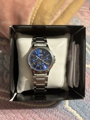 Casio Men’s Blue Sunburst Dial Quartz Date Water-Resistant Watch Box/Manual
