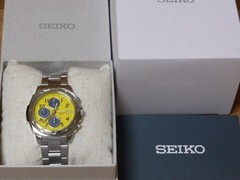 SEIKO SND409 Chronograph Yellow Dial men Watch New Japan