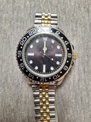Japan Movt Quartz Watch Men 46mm Silver Black Fixed Bezel Analog New Battery 8″