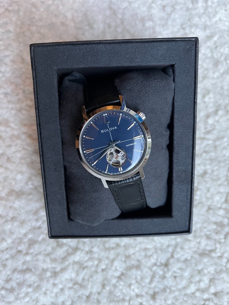 Bulova Aerojet Open Heart Automatic Blue Dial 38mm Classic Men’s Watch 96A342