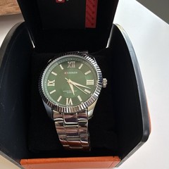 Curren Men’s Green Dial Quartz Dress Watch Silver Stainless Steel Bracelet