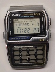 Casio Data Bank 150 1477 DBC-150 Silver Tone Digital 34mm Watch AS IS FOR PARTS