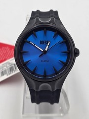 DIESEL DZ2203 STREAMLINE BLUE DIAL THREE HAND BLACK SILICONE 44MM MENS WATCH