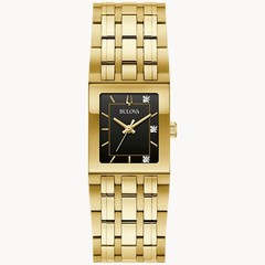 Bulova Women’s Modern Quartz Gemmed Gold Stainless Steel Watch 21 MM 97P167