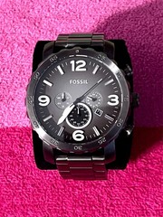 Fossil – Nate Chronograph Smoke Stainless Steel (JR1437) Wristwatch – Pre-Owned