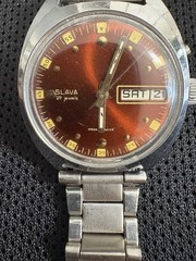 Vintage Slava Automatic Cal 2427 Watch 27 Jewels USSR Soviet Red Sunburst Workin