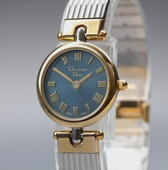 [Near MINT] Christian Dior 3025 21mm Gold Blue Roman Qz Women’s Watch From Japan