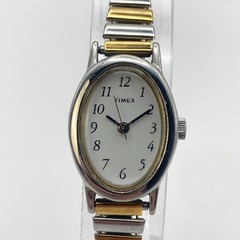 Timex Cavatina Watch Women Silver Gold Tone Stretch Band New Battery SMALL 5.75″