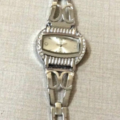 Finesse Women’s Watch Rectangle Crystal Bezel Silver Dial on a Silver Link Band!