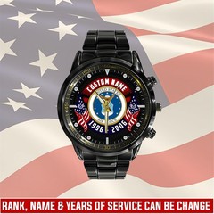 US Air Force, Aim High … Fly-Fight-Win – Black Stainless Steel Watch