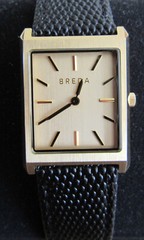 Breda Virgil Mens Watch 26mm w/ Black Leather Embossed Band 1736f New Condition