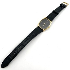 Favre Leuba Geneve Quartz Watch 18cm 7.08in Black Gold Working Vintage Japan