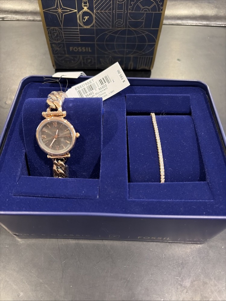 Fossil Carlie Quartz Grey Dial Ladies Watch ES5378SET