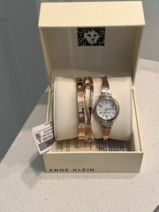 Anne Klein Women’s Quartz Analog Watch & Bracelet Set, Rose Gold/Silver, Box