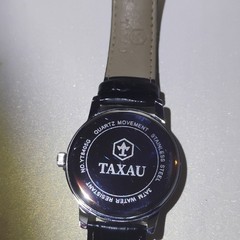 TAXAU Quartz Silver Dial Day Indicator Black Leather Stainless Steel Watch