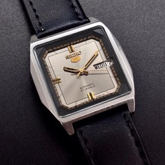 Vintage Seiko 5 Automatic Sunburst Dial Octagonal Japan Made Men Watch 7019-518A