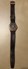 Vintage Gucci 3000M Gold Shelly Line Snakeskin Belt Swiss Used, Needs Battery