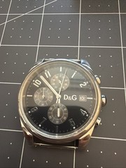 Dolce & Gabbana D&G Time Chronograph Watch Black Dial Leather Strap Quartz