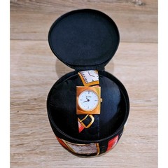 Nicole Miller Time Flies Silk Watch 1993 Graphic Print Watch Case Works Vintage