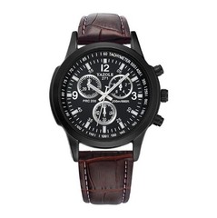 Men’s Fashion Quartz Watch – Black Leather Strap Wristwatch Gift