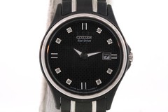 Ladies Citizen GA1034-57G Eco-Drive Black Stainless Steel Diamond Accented Watch