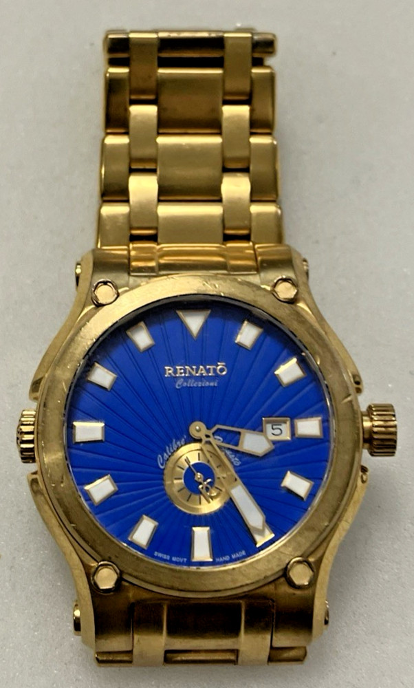 Renato Collezioni 10 Jewels Swiss Movement Men Watch Gold-Tone Steel New Battery
