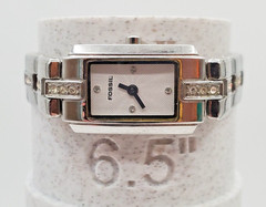 Fossil F2 Womens Watch 6.5in Silver Tone Crystal Band NEEDS BATTERY READ