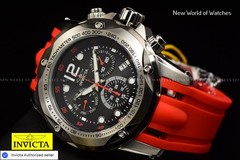 Invicta Men’s SPEEDWAY Black Swiss Chronograph 51mm Dial RED Silicone Band Watch
