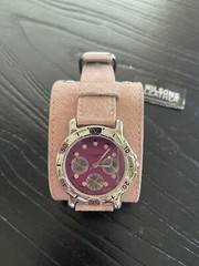 Brand New Wilson’s leather watch pink suede Silvertone purple face