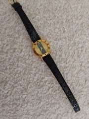 Farbil Quartz Black Croc Embossed Leather Band Analog Wristwatch