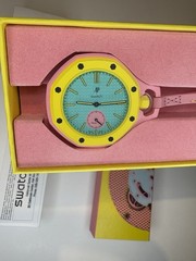 Swatch x Ap Royal Pop OTG ROZ pink and yellow w box and receipt 100% Authentic