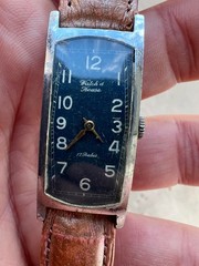 Vintage Watch & House curvex wristwatch mechanical 1960’s rare Blue dial Works