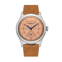 MERKUR Cross Line Sector Dial Manual Wind Watch Men 38mm 316L Steel Leather