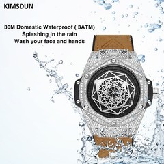 KIMSDUN Stylish Sport Watches, Geometry Polygon, Quartz Wristwatch,Leather Strap