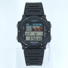 NOS CITIZEN D170-314395 “AMBULANCE” WR 10BAR VINTAGE DIGITAL WATCH JAPAN 1983