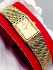 [WORKS] 1997 Seiko Exceline Tank 14mm RARE Quartz Womens Vintage Gold-tone Watch