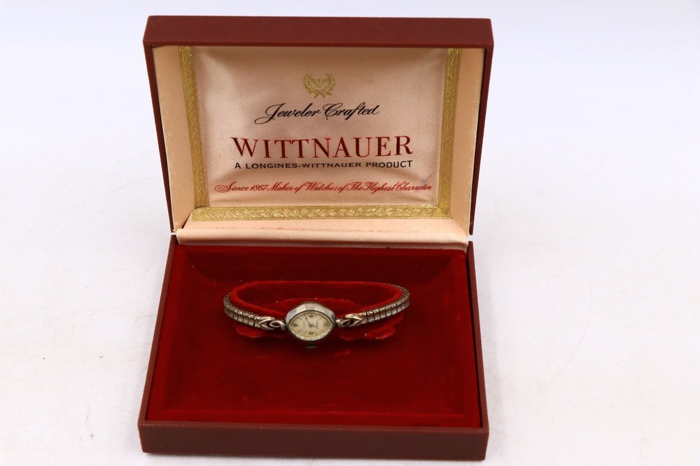 Vintage Wittnauer Lady’s Wristwatch 10K RGP Bezel Boxed Runs As Is