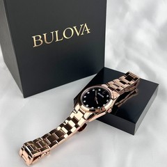 Bulova Surveyor 97P156 Diamond Gre Dial Rose Gold Women’s Quartz Watch 31mm