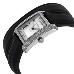 MICHAEL KORS EMERY SILVER,BLACK DOUBLE WRAP LEATHER BAND,CRYSTAL,WATCH-MK2359