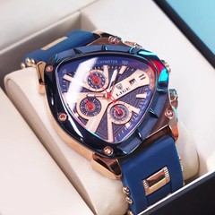 LIGE Fashion Men Watch Triangle Chronograph Military Wristwatch Sport Army Mens