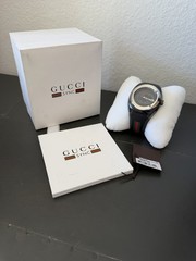 Gucci Sync XXL YA137101 Black Swiss Watch 46mm Web Stripe Box & Tag New Battery
