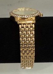 QVC Diamonique DMQ Women’s Gold Tone Watch Cubic Zirconia Bezel MOP Dial NEW!