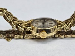 Vintage 50s Rolex 14K Gold Ladies 17.5mm Cocktail Watch Textured Leaf Band