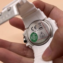 SANDA Sport Watch Digital Analog White Resin Chronograph Alarm Water Resist