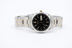 Seiko Essentials Quartz Black Dial Two Tone Stainless Steel Men’s Watch SUR363